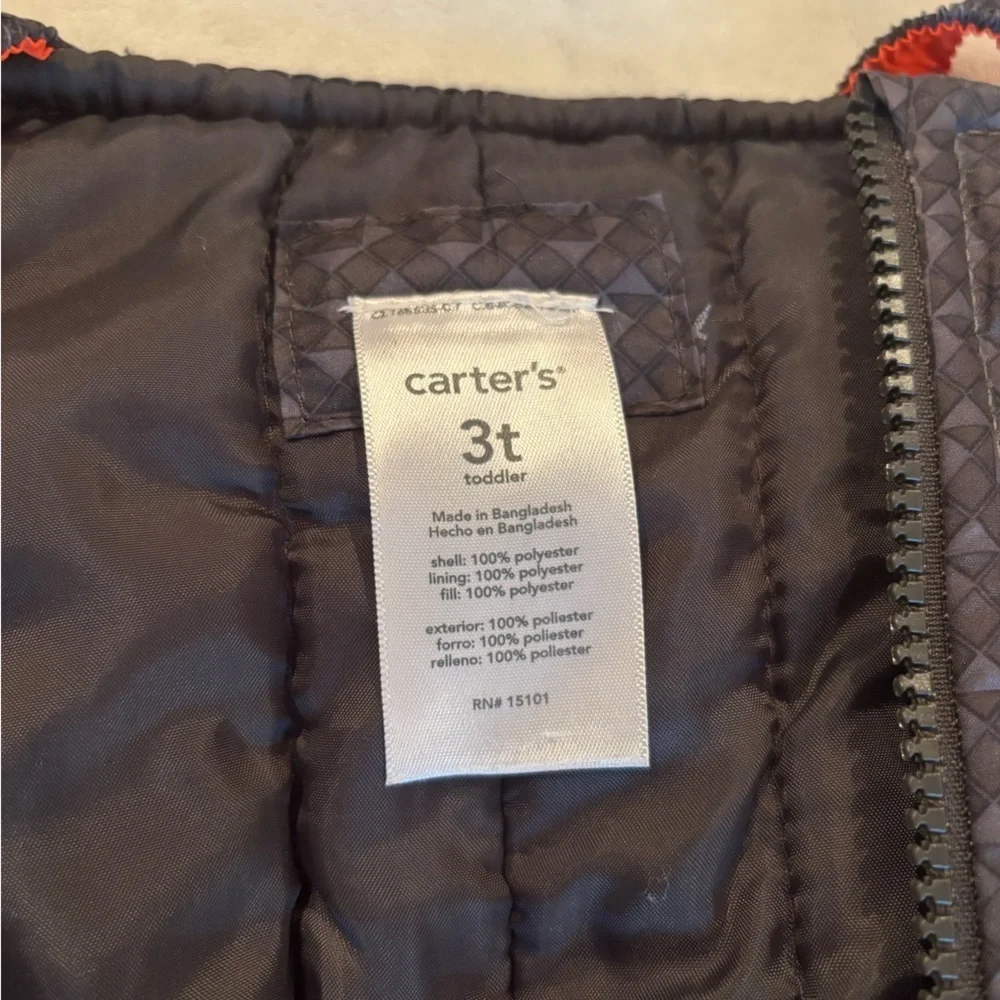Carter's Gray and Orange Kids Overalls Size 3T Toddler Snow Pants Unisex